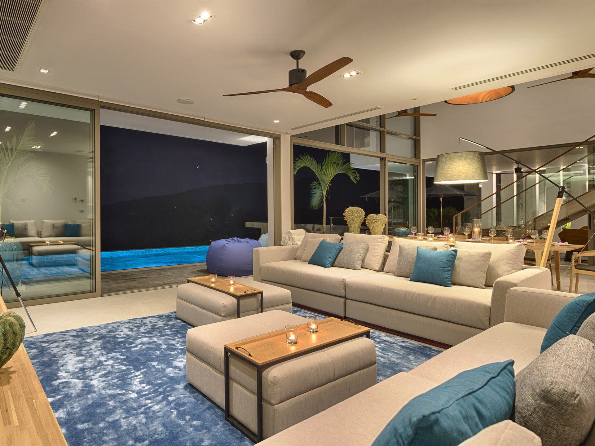 Malaiwana Duplex - Living room at night