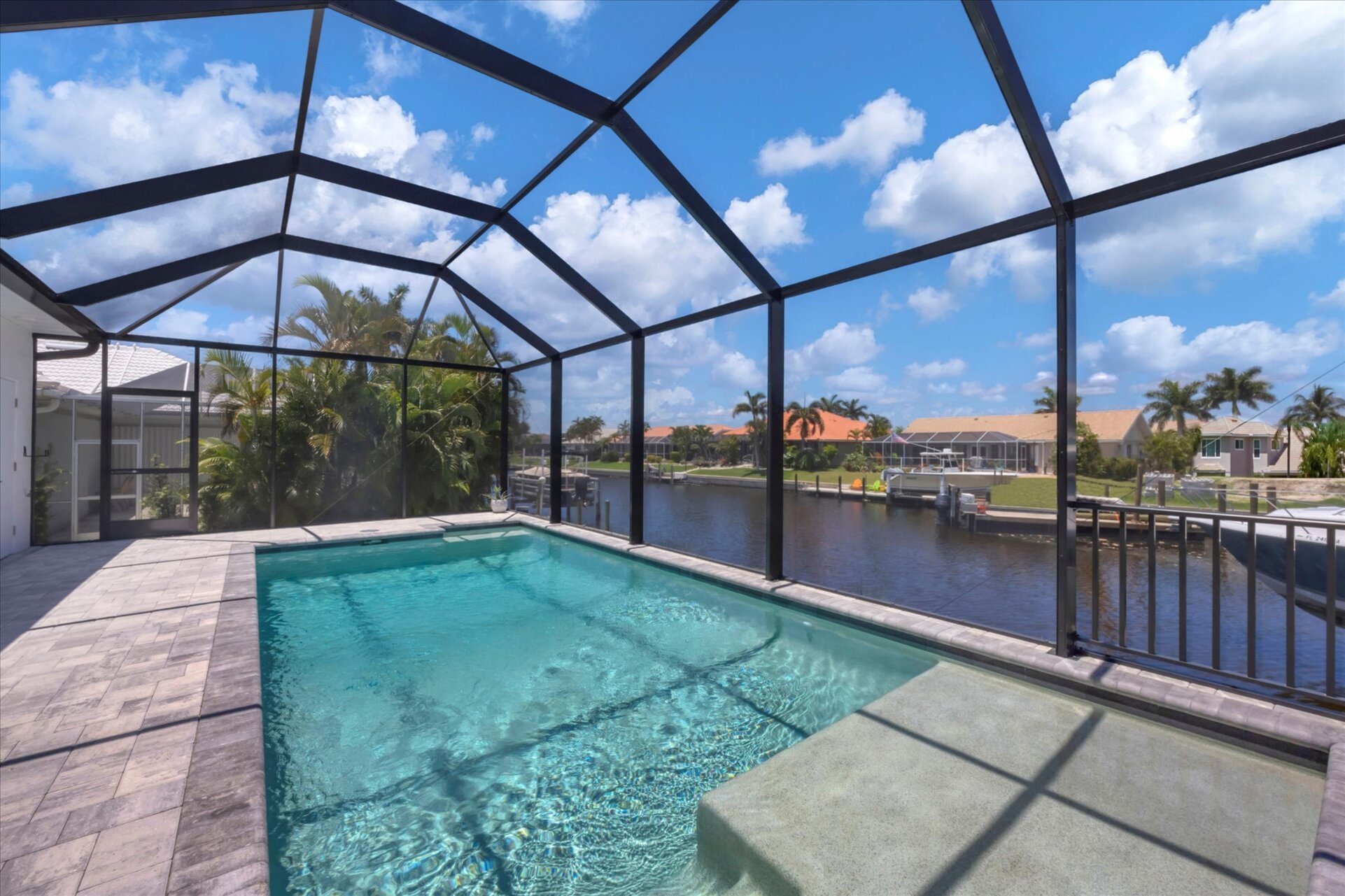 Sparkling private pool faces west