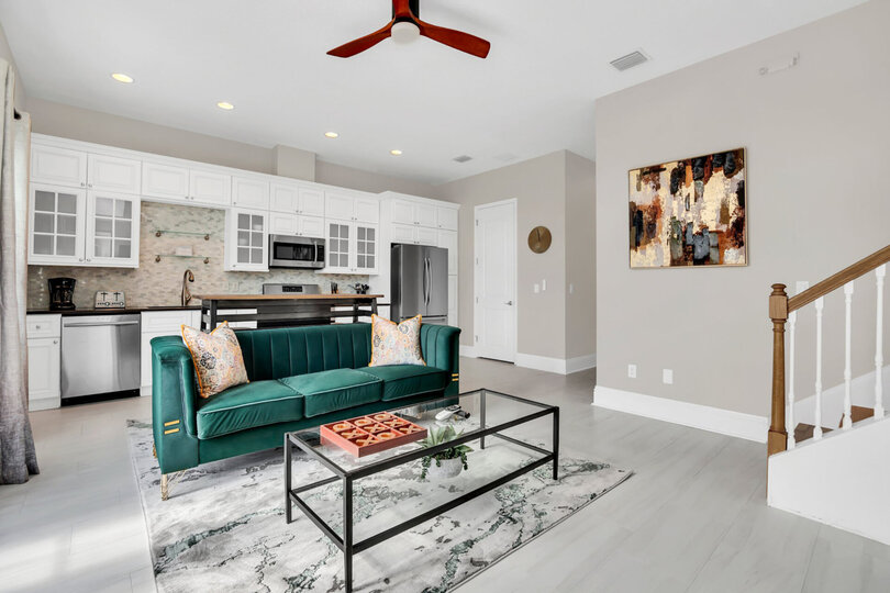 Head up those set of stairs to find the loft with 2 full sized beds