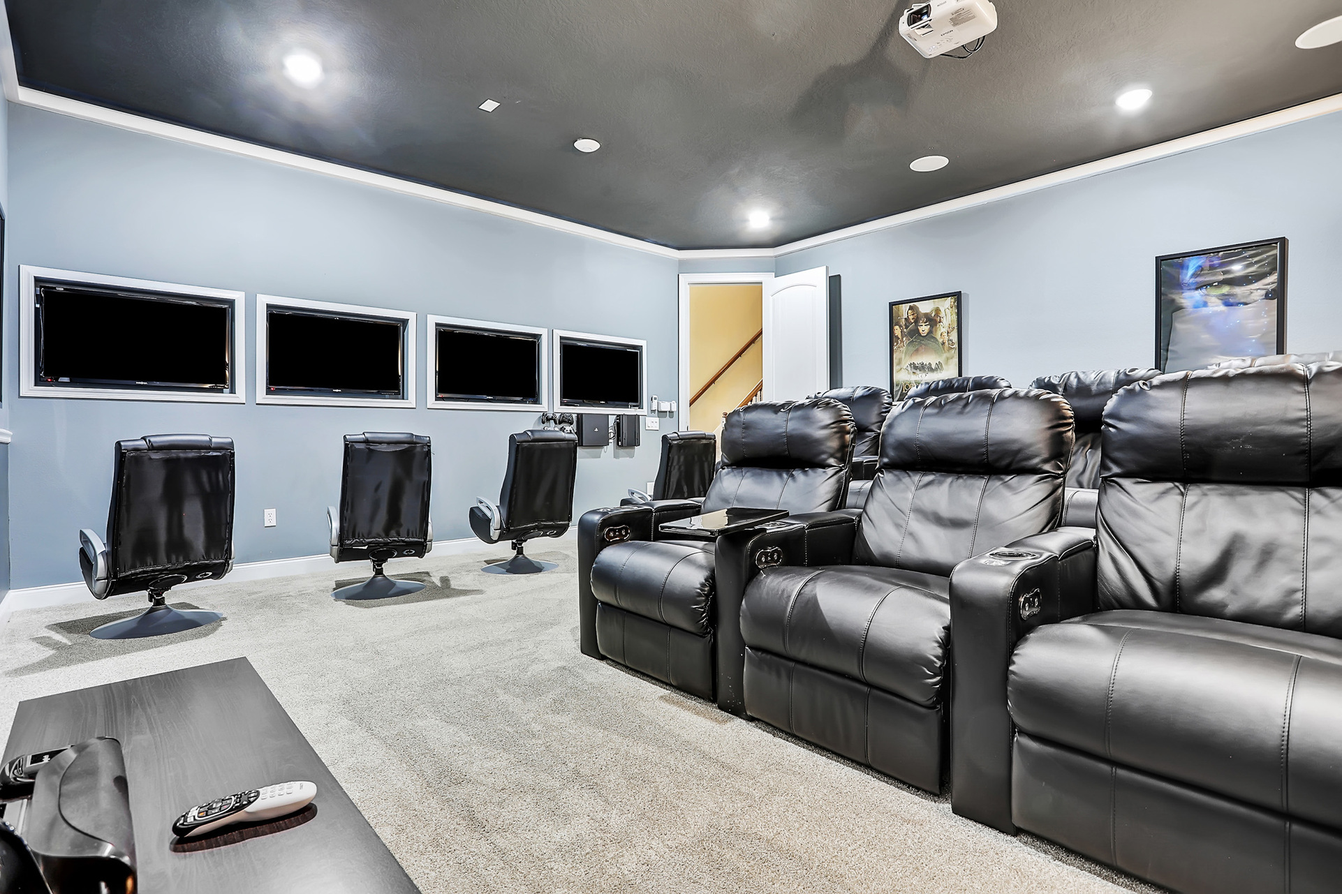 There are plenty of gaming options including a PS4, XBOX One, 4 T.V's with 4 gaming chairs