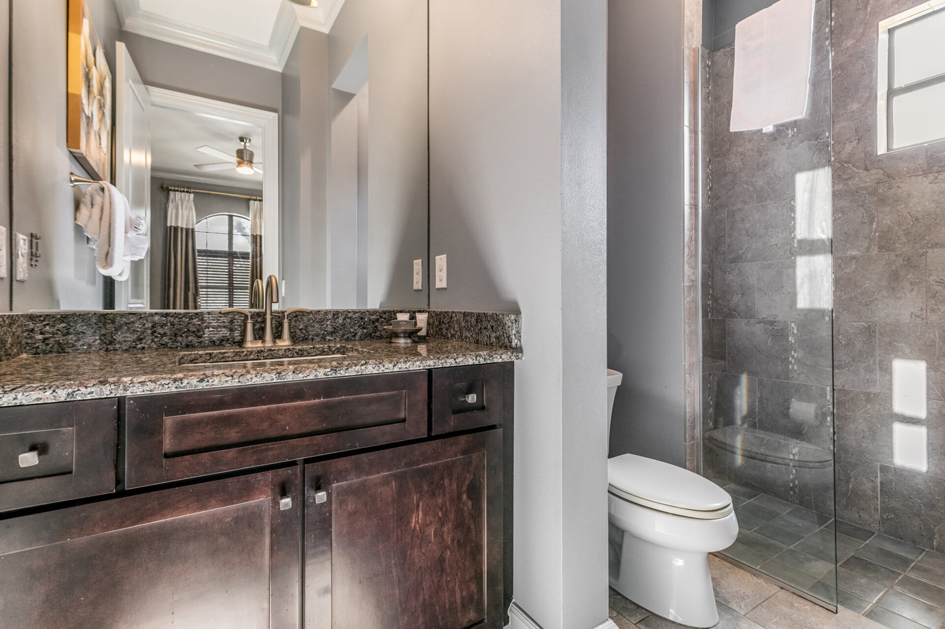 En-suite bathroom 4 with glass door walk-in shower