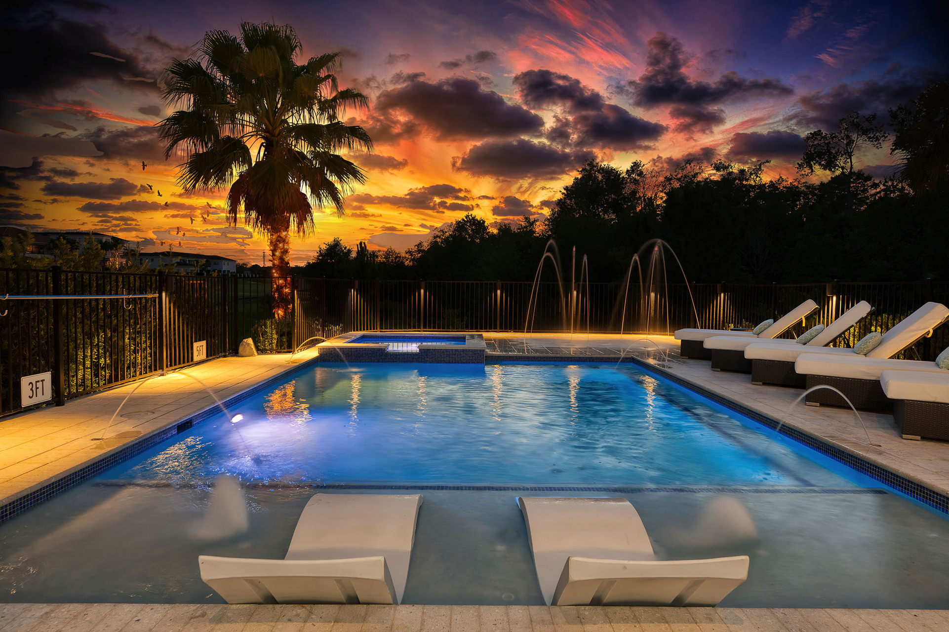 Go for a night swim in the private pool