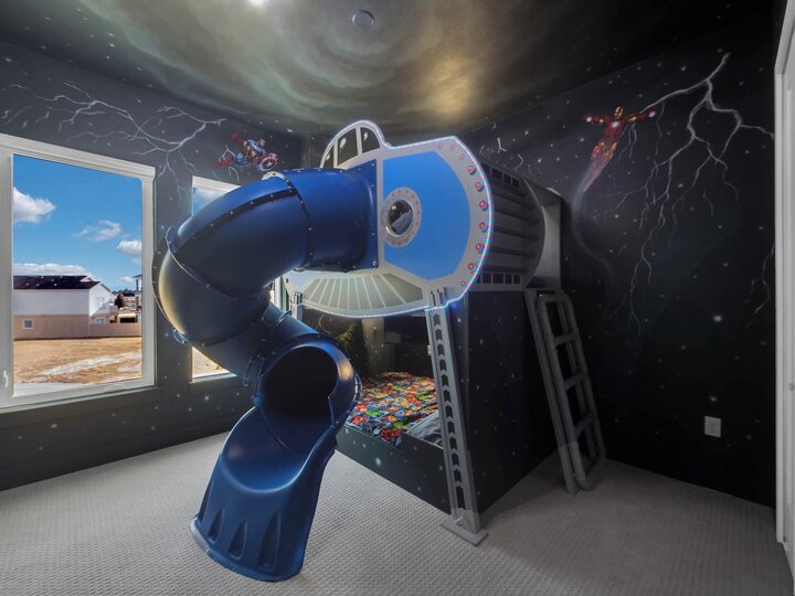 Your little super heroes will sleep peacefully in this amazing custom built bedroom