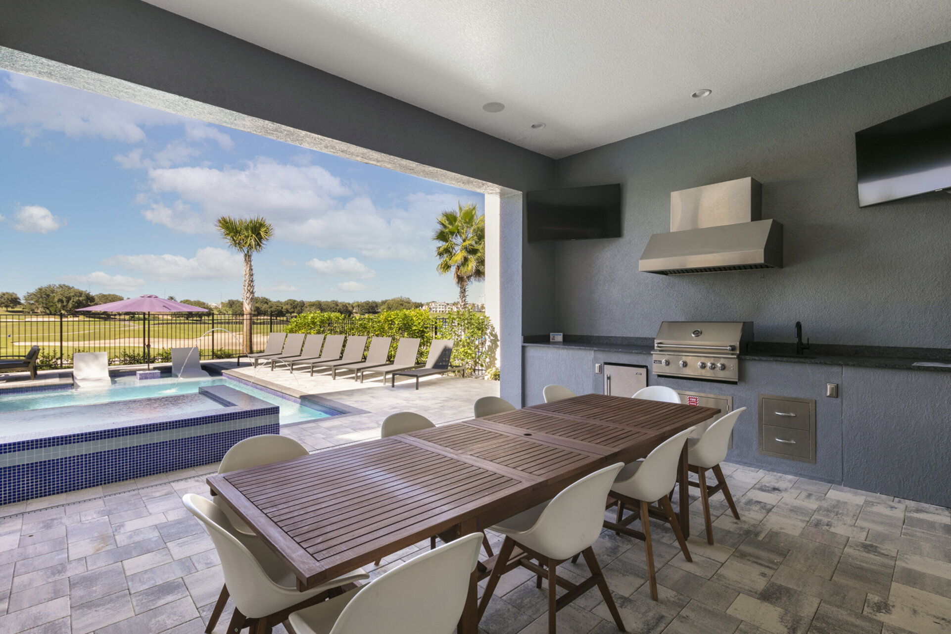 Stay up to date on the big game's score with two outdoor TVs
