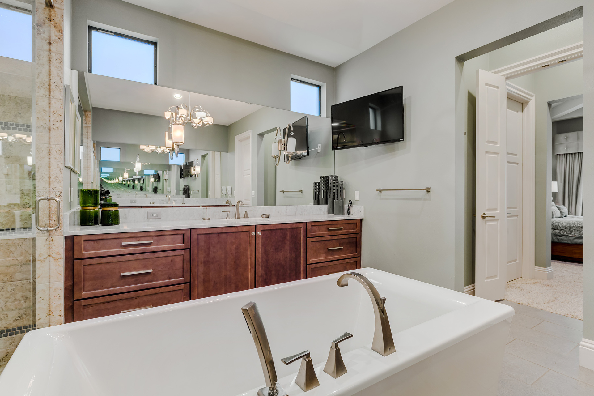 Get ready at the large dual vanity