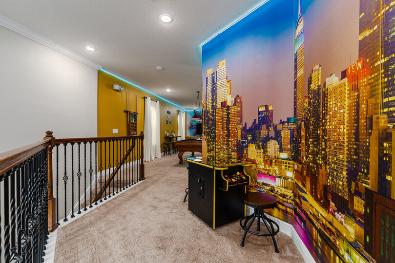 Head upstairs to the loft area where you'll find classic games.