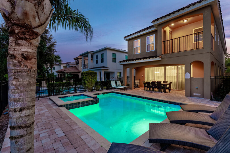 Exterior lighting makes it great for hosting outdoor dinners or cocktail hours with family