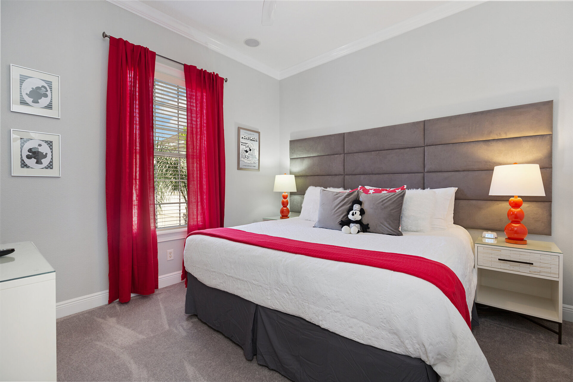 Relax after a day of fun in this king bed