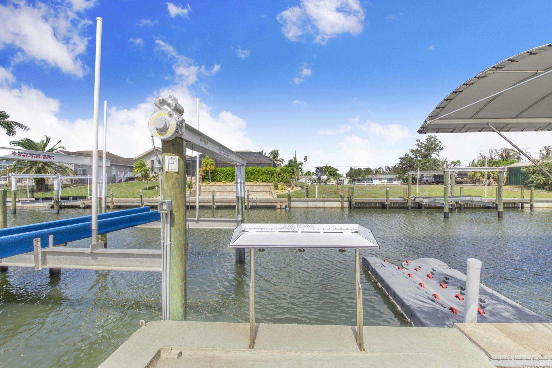 Two large docks. Docks include BBQ grill and fish cleaning station. Dock 1: 22' x 6'. Dock 2: 47' x 4' (boat lift not for use)