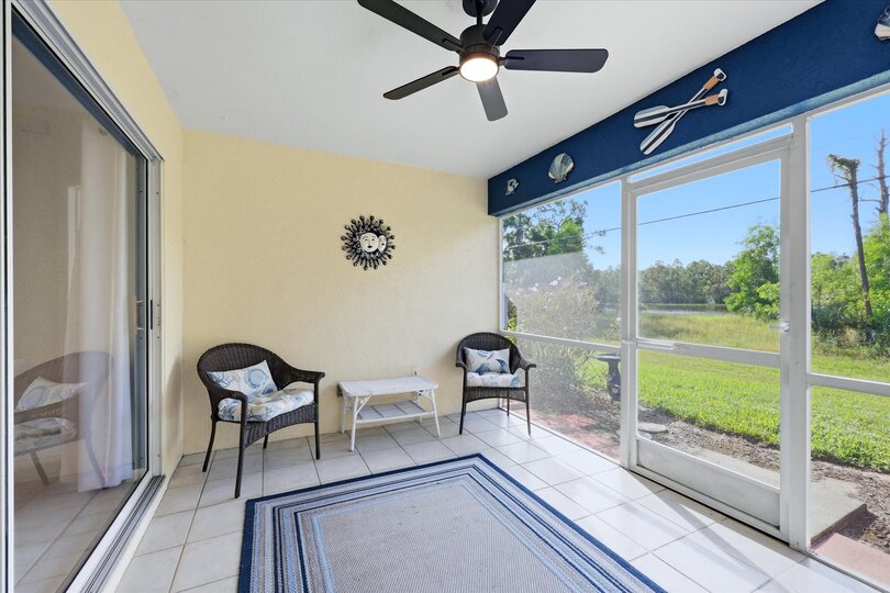 Screened-in patio overlooking the pond. No rear neighbors