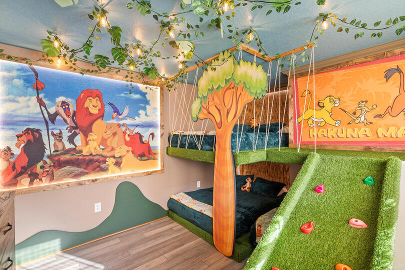 Double/Double Bunk + Twin Bedroom 10 Upstairs 50" Roku TV Lion King Theme