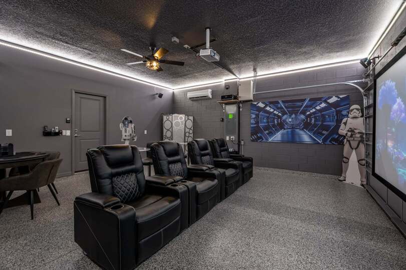 Theater Room 120" Projection Screen, Sound System, PS5, Has AC