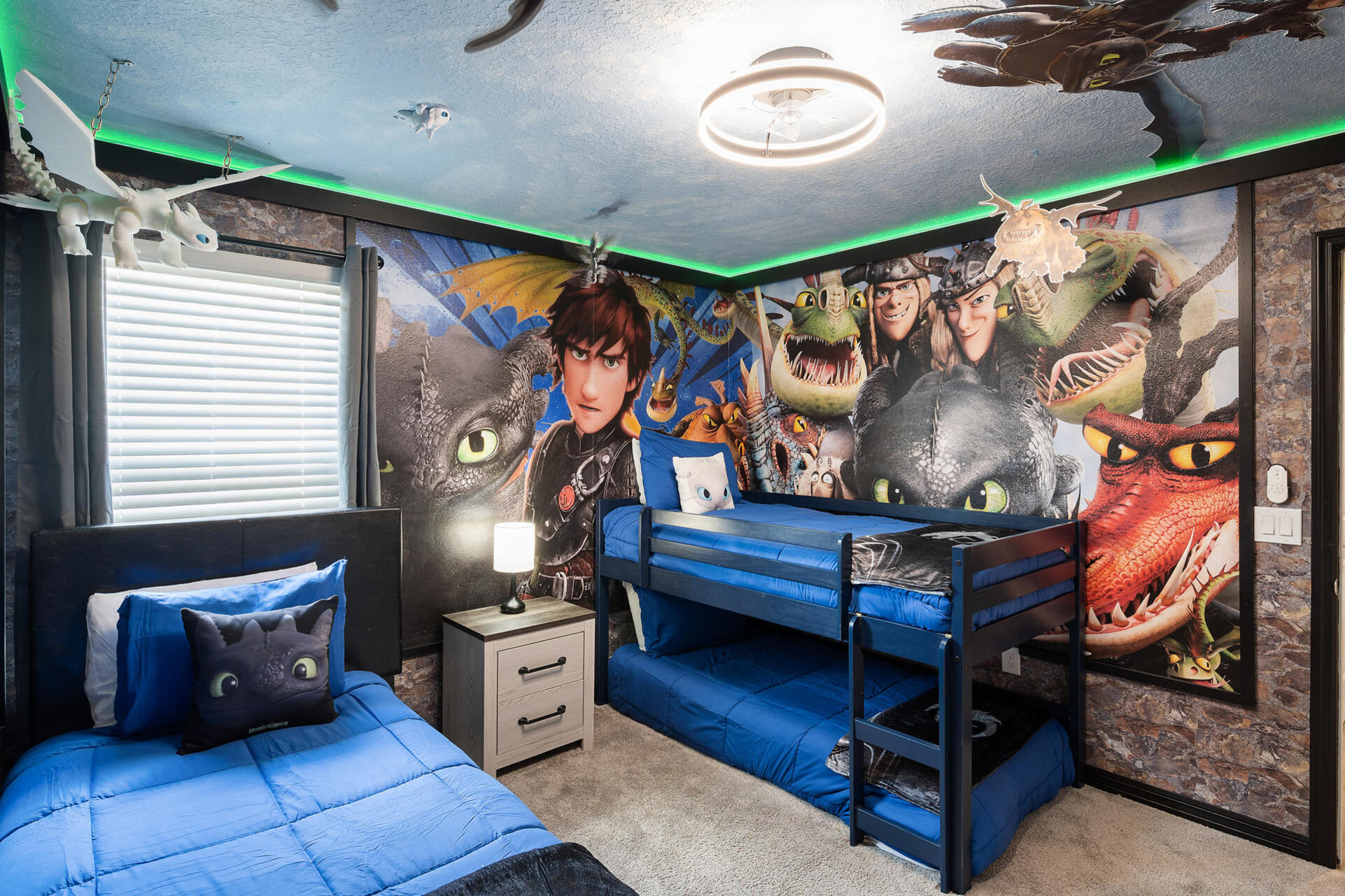 Twin/Twin Bunk + Twin Bedroom 8 Upstairs 50" Roku TV Shared Bathroom How to Train Your Dragon
